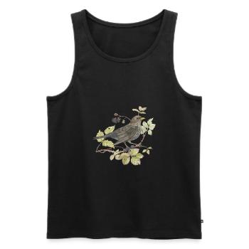 Amsel auf Zweig Liebevolle Aquarellzeichnung - Männer Premium Bio Tank Top - Schwarz - Vorne - AI Model Male 178 light (178cm)