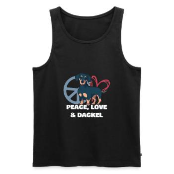 Peace Love + Dackel Dachshund Deutsch Drahthaar - Männer Premium Bio Tank Top - Schwarz - Vorne - Michal (187cm)