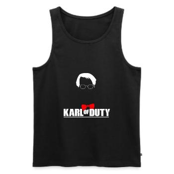 Satire Lauterbach mit Karl of Duty - Männer Premium Bio Tank Top - Schwarz - Vorne - AI Model Male 178 light (178cm)