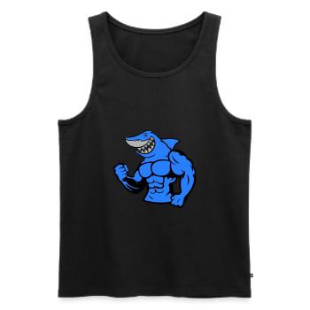 Strong Shark - Männer Premium Bio Tank Top - Schwarz - Vorne - Michal (187cm)
