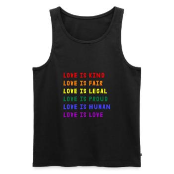 Love Is Kind LGBTQ Gay Pride Toleranz Regenbogen - Männer Premium Bio Tank Top - Schwarz - Vorne - Michal (187cm)