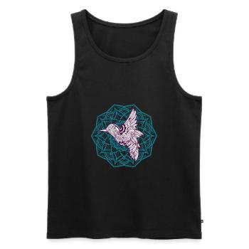 Hummingbird Mandala. Beautiful Bird and Nature - Men's Premium Organic Tank Top - black - Front - AI Model Male 178 light (178cm)