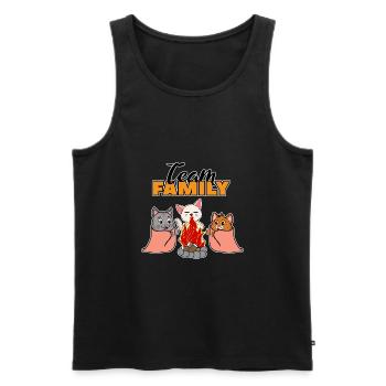team family cat camping bachelorette - Men's Premium Organic Tank Top - black - Front - Michal (187cm)