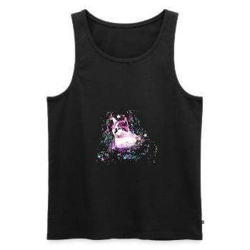 cat,colorful,,watercolor,art,painting,graffiti,stars - Men's Premium Organic Tank Top - black - Front - AI Model Male 178 light (178cm)