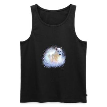loup, bleu, chien, husky, chien, peinture, graffiti - Débardeur bio Premium Homme - noir - Devant - AI Model Male 178 light (178cm)