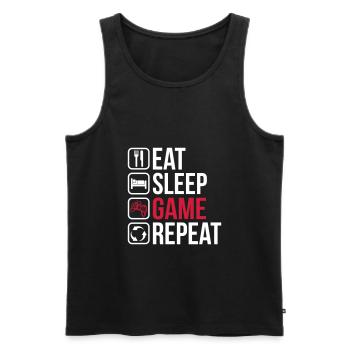 Eat Sleep Game Repeat - Men's Premium Organic Tank Top - black - Front - AI Model Male 178 light (178cm)