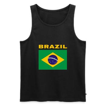 Brazilian Flag Brazil Bandeira Proud Brasileno - Men's Premium Organic Tank Top - black - Front - Michal (187cm)