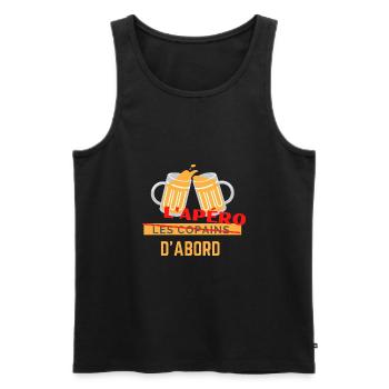 L Apéro d'abord - Débardeur bio Premium Homme - noir - Devant - AI Model Male 178 light (178cm)