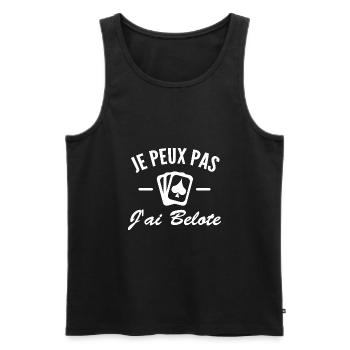 je peux pas j'ai belote - Débardeur bio Premium Homme - noir - Devant - AI Model Male 178 light (178cm)