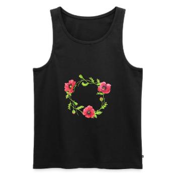 Les fleurs couronne de printemps de mariage pavot - Débardeur bio Premium Homme - noir - Devant - Michal (187cm)