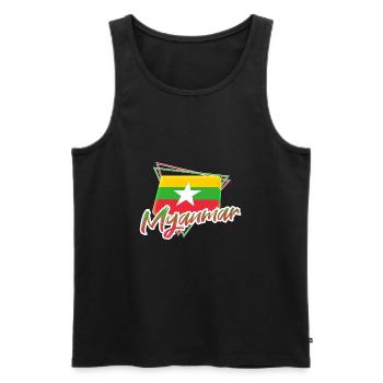 Myanmar - Men's Premium Organic Tank Top - black - Front - AI Model Male 178 light (178cm)