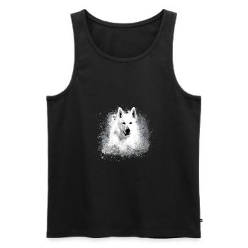 white shepherd dog ,dog,white,dog,painting,wolf - Men's Premium Organic Tank Top - black - Front - AI Model Male 178 light (178cm)