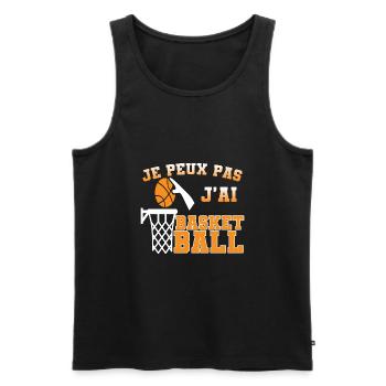 Je peux pas j'ai basket ball. T shirt basketball - Débardeur bio Premium Homme - noir - Devant - Michal (187cm)