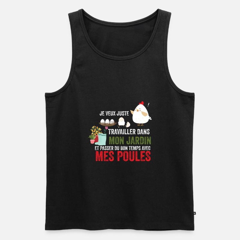 Travailler dans mon jardin avec mes poules - Débardeur bio Premium Homme - noir