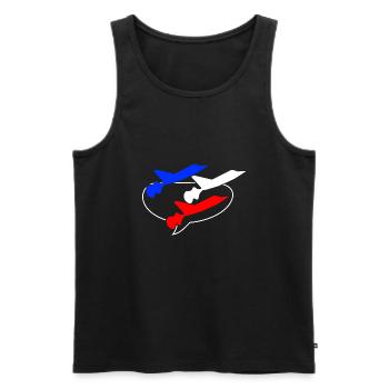 Patrouille de France bleu blanc rouge - Débardeur bio Premium Homme - noir - Devant - AI Model Male 178 light (178cm)