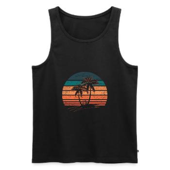 Palm Tree Shirt. Retro Style Tropical Beach - Männer Premium Bio Tank Top - Schwarz - Vorne - AI Model Male 178 light (178cm)