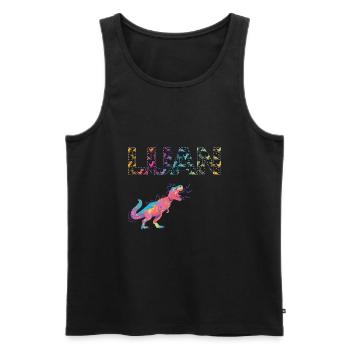 LUAN - Schöner Jungen Name mit süßen Dinosaurier - Männer Premium Bio Tank Top - Schwarz - Vorne - Michal (187cm)