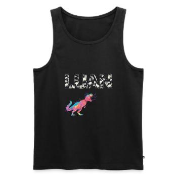 LUAN - Beautiful boy name with cute dinosaurs - Men's Premium Organic Tank Top - black - Front - Michal (187cm)