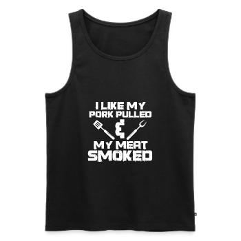 I Like My Pork Pulled - Funny Smoked Meat Lover - Men's Premium Organic Tank Top - black - Front - AI Model Male 178 light (178cm)