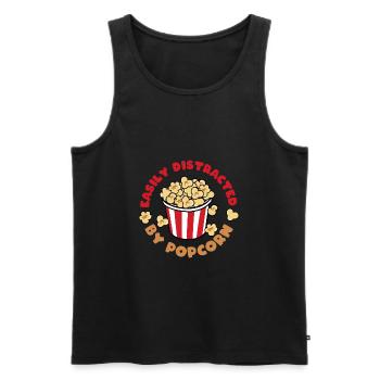 Abgelenkt vom leckeren Maisessen von Popcorn - Männer Premium Bio Tank Top - Schwarz - Vorne - Michal (187cm)