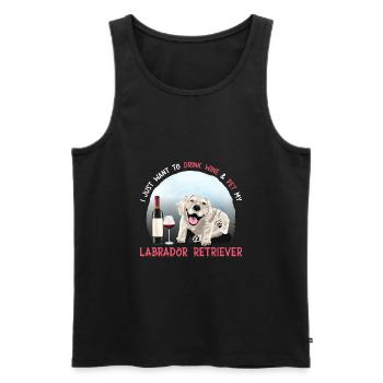 Wein Trinken Und Labrador Retriever Streicheln - Männer Premium Bio Tank Top - Schwarz - Vorne - Michal (187cm)