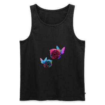 2 brombeeren,brombeere,blau,pop-art,blau,malerei, - Männer Premium Bio Tank Top - Schwarz - Vorne - Michal (187cm)