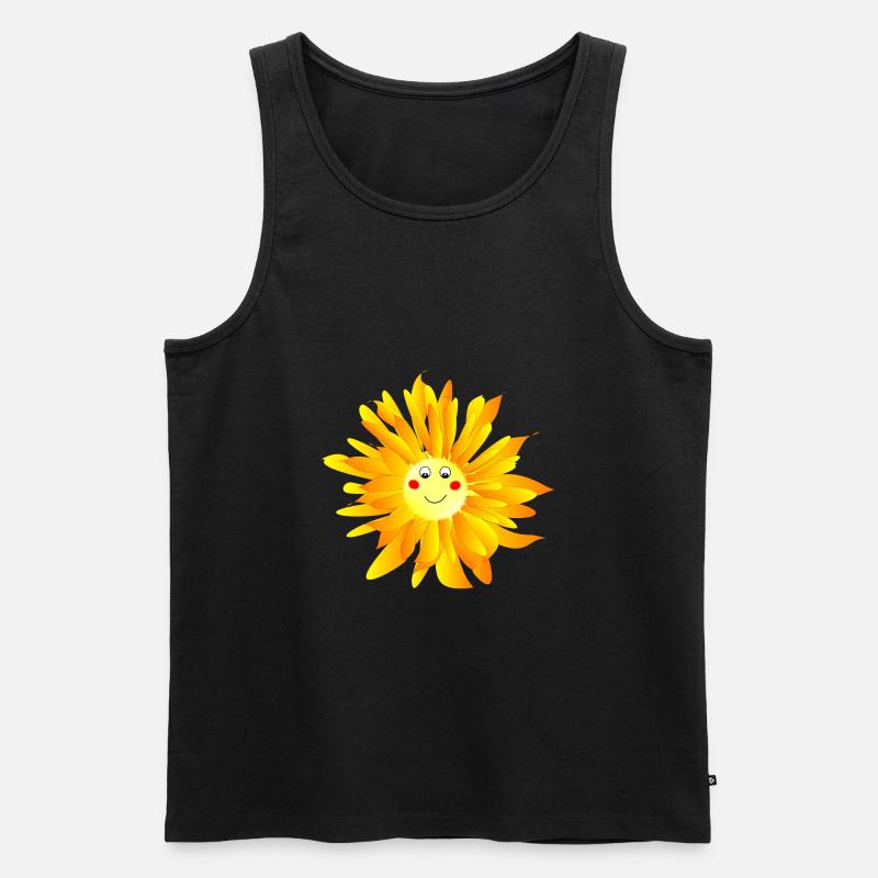 Blume mit Augen - Männer Premium Bio Tank Top - Schwarz