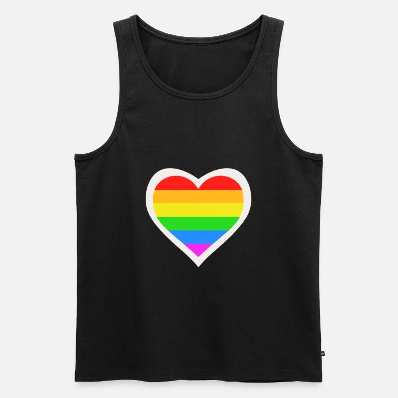 LGBT Queer Regenbogen Herz - Männer Premium Bio Tank Top - Schwarz
