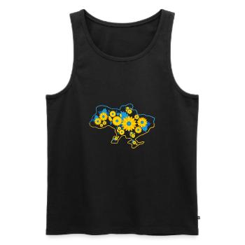 Stehen Sie an der Seite der Ukraine. Blumenmuster. - Männer Premium Bio Tank Top - Schwarz - Vorne - AI Model Male 178 light (178cm)