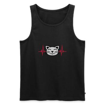 Puls Katze Gesicht glücklich - Männer Premium Bio Tank Top - Schwarz - Vorne - AI Model Male 178 light (178cm)