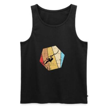 Vintage Bouldern Boulderer Klettern Kletterer - Männer Premium Bio Tank Top - Schwarz - Vorne - Michal (187cm)