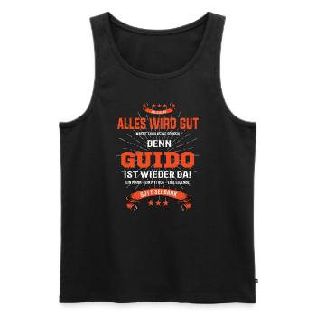 Alles wird gut denn Guido Ist da T-Shirt - Männer Premium Bio Tank Top - Schwarz - Vorne - AI Model Male 178 light (178cm)