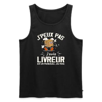 J'peux Pas Je Suis Livreur - Débardeur bio Premium Homme - noir - Devant - Michal (187cm)