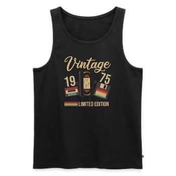 50e anniversaire célébrant les amis - Débardeur bio Premium Homme - noir - Devant - AI Model Male 178 light (178cm)