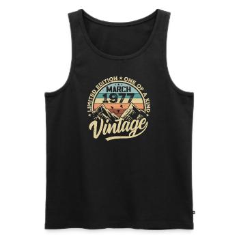 March 1977 Birthday - Vintage March 1977 - Men's Premium Organic Tank Top - black - Front - Michal (187cm)