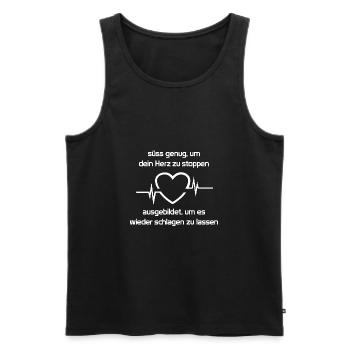 Lebensretter - Herz - Männer Premium Bio Tank Top - Schwarz - Vorne - Michal (187cm)