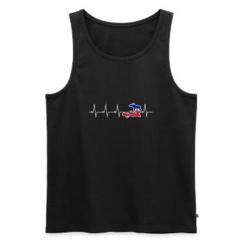 J’aime Haïti - battement de coeur - Débardeur bio Premium Homme - noir - Devant - Michal (187cm)