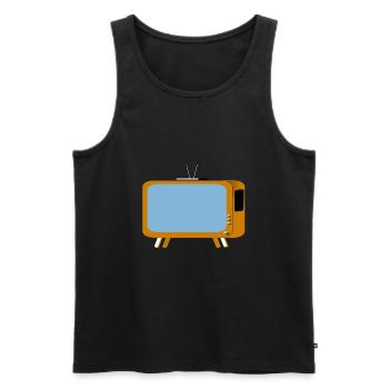 monitor television fernseher tv flatscreen compute - Männer Premium Bio Tank Top - Schwarz - Vorne - AI Model Male 178 light (178cm)