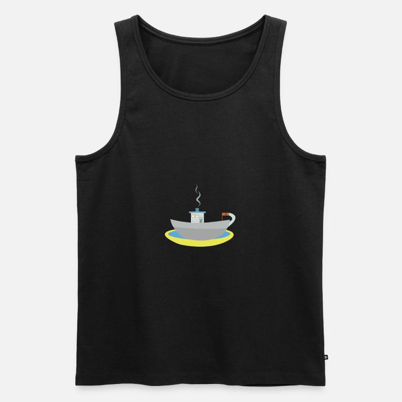 Kaffeetassenschiff - Männer Premium Bio Tank Top - Schwarz