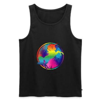 Buntes Einhorn Regenbogen knallig Geo Geschenk - Männer Premium Bio Tank Top - Schwarz - Vorne - AI Model Male 178 light (178cm)