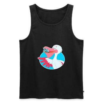 Cadeau de bande dessinée poisson oiseau pélican - Débardeur bio Premium Homme - noir - Devant - AI Model Male 178 light (178cm)