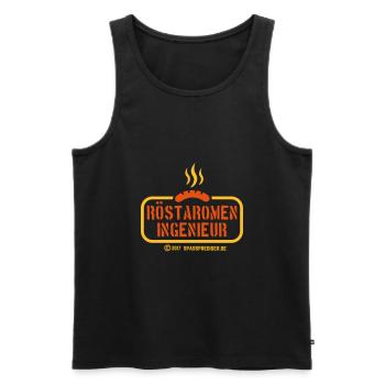 Grillsprüche-Design Röstaromeningenieur - Männer Premium Bio Tank Top - Schwarz - Vorne - Michal (187cm)