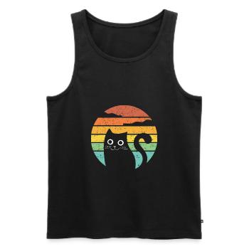 Sonnenuntergang mit niedlichem Tier - Männer Premium Bio Tank Top - Schwarz - Vorne - Michal (187cm)