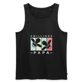 Zwillingspapa Spruch vintage retro - Männer Premium Bio Tank Top - Schwarz - Vorne - Michal (187cm)