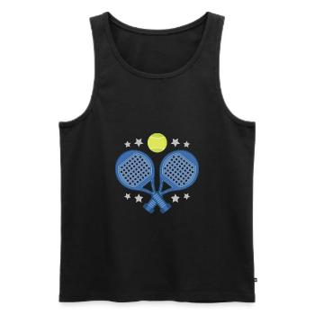 Padel ball racket - Men's Premium Organic Tank Top - black - Front - AI Model Male 178 light (178cm)