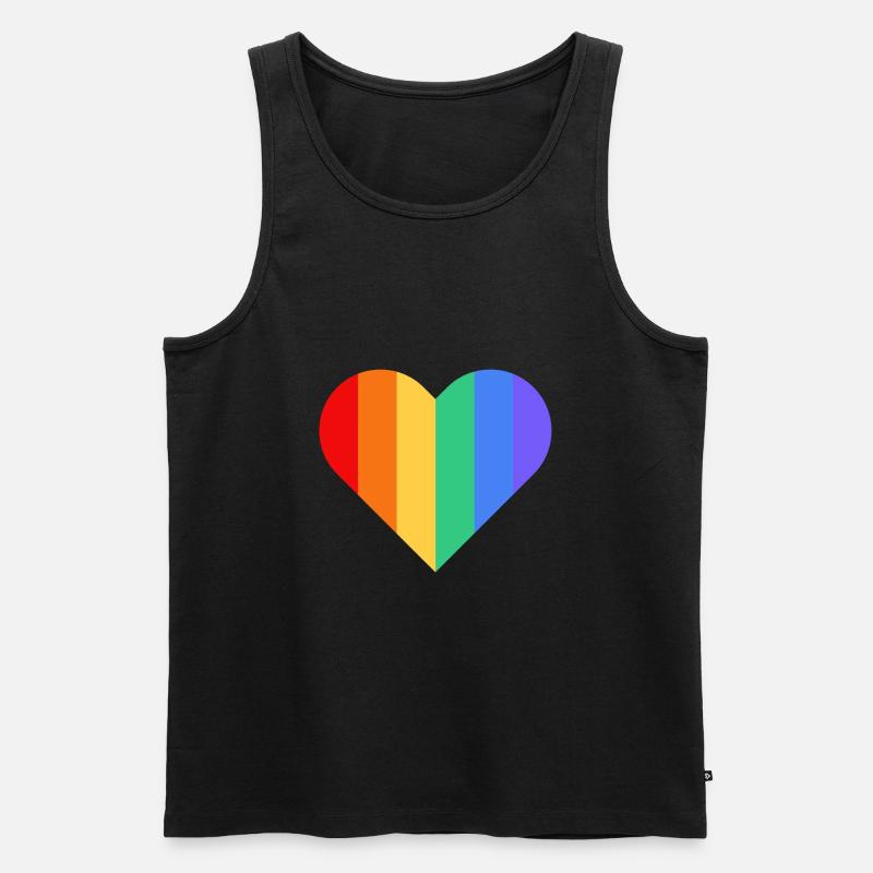 Regenbogenherz - Männer Premium Bio Tank Top - Schwarz