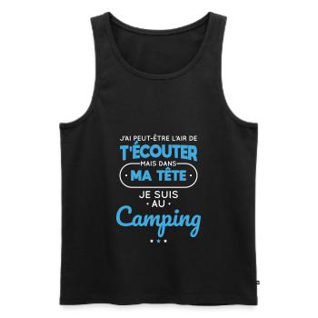Camping - Dans ma tête je suis au camping - Débardeur bio Premium Homme - noir - Devant - Michal (187cm)