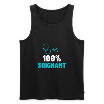 100% soignant - Débardeur bio Premium Homme - noir - Devant - Michal (187cm)