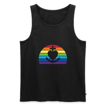 Glaube Liebe Hoffnung, Regenbogen retro sunset - Männer Premium Bio Tank Top - Schwarz - Vorne - AI Model Male 178 light (178cm)