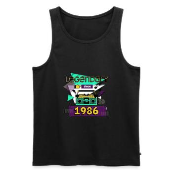 legendary since 1986 - Männer Premium Bio Tank Top - Schwarz - Vorne - AI Model Male 178 light (178cm)